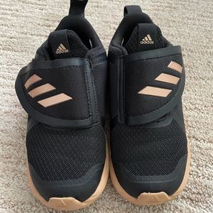Black and rose gold adidas for girls